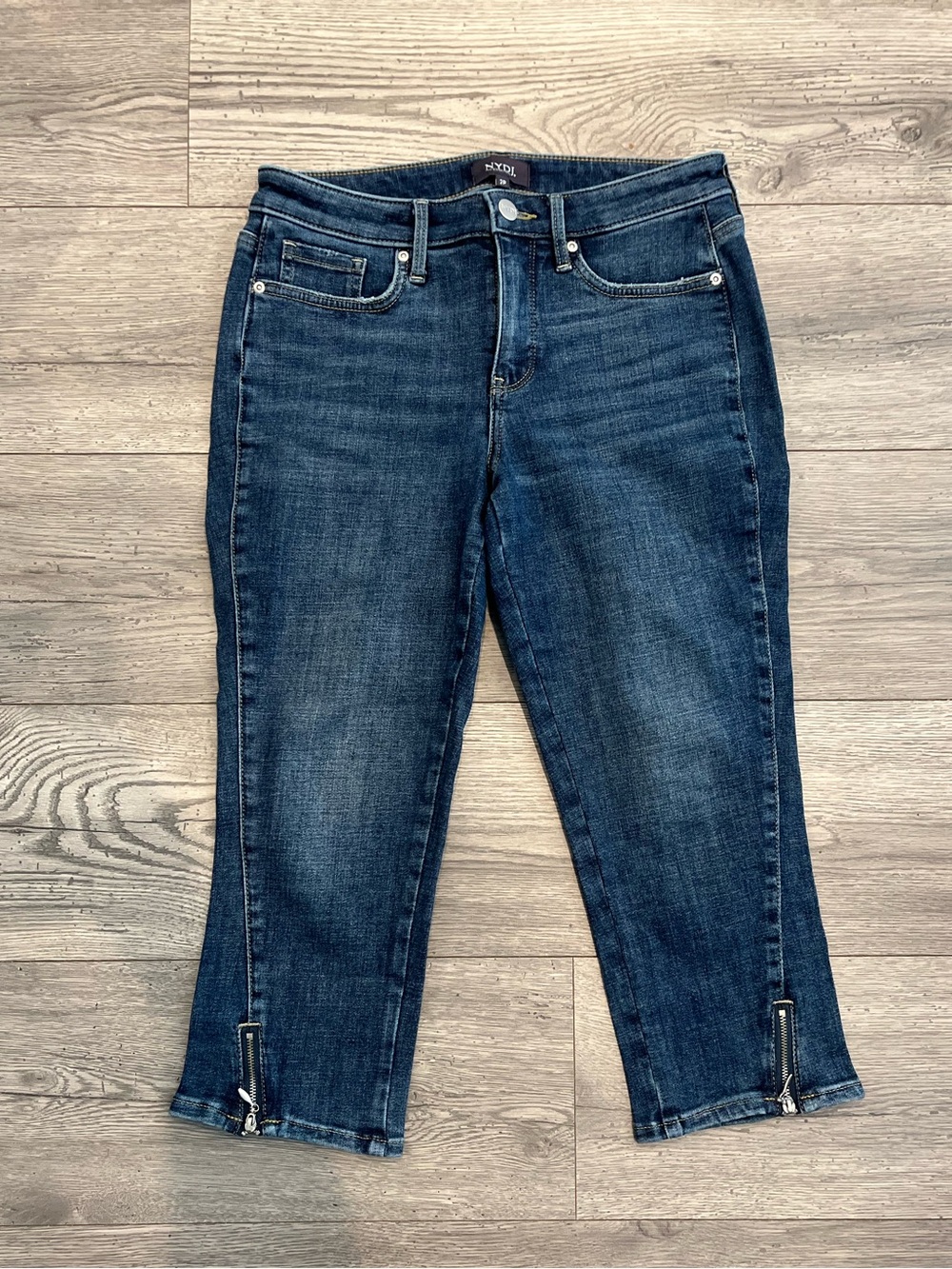 NYDJ Women’s Capri Jeans Ankle Zips Marcel Dark Wash 2 Petite Stretch Slimming